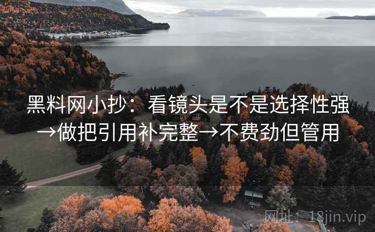 黑料网小抄:看镜头是不是选择性强→做把引用补完整→不费劲但管用 黑料网小抄:看镜头是不是选择性强→做把引用补完整→不费劲但管用